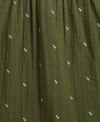Peter Pan Collar Olive Green Cotton Dress with a Matching Bloomer - Olive Green