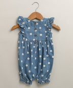 Daisy Dot Denim Romper - Blue