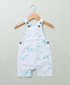 Unisex Sea Turtle and Alligator Print Cotton Poplin Playsuit - White