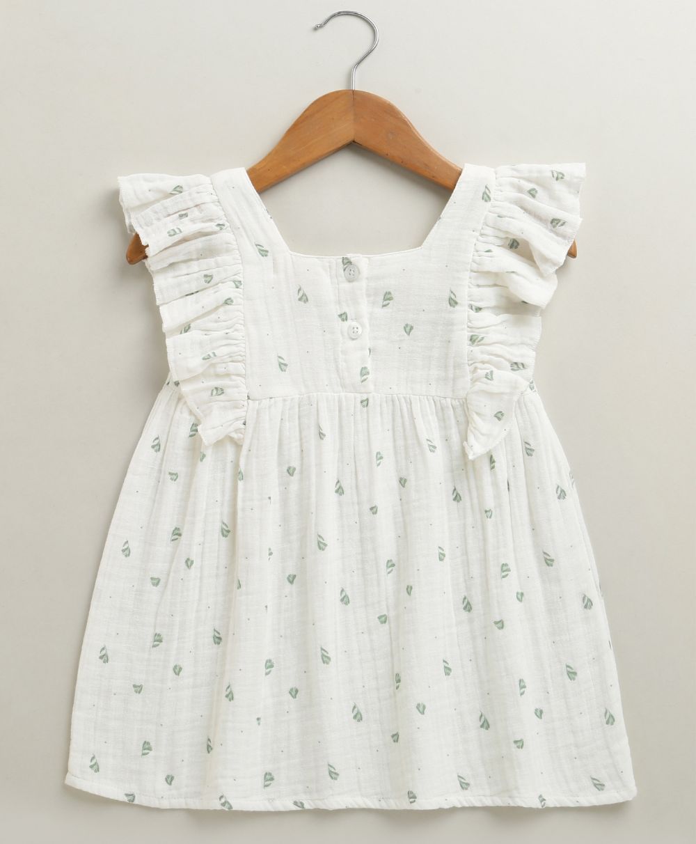 Minty Whisper Ruffle Organic Cotton Co-ord Set - White