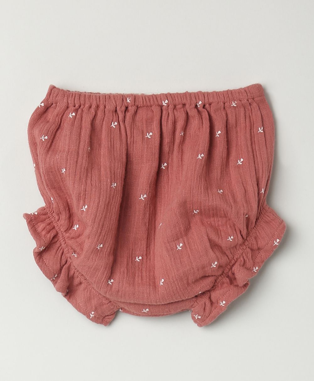 Peter Pan Collar Cotton Dress & Bloomer Co-ord Set - Brown