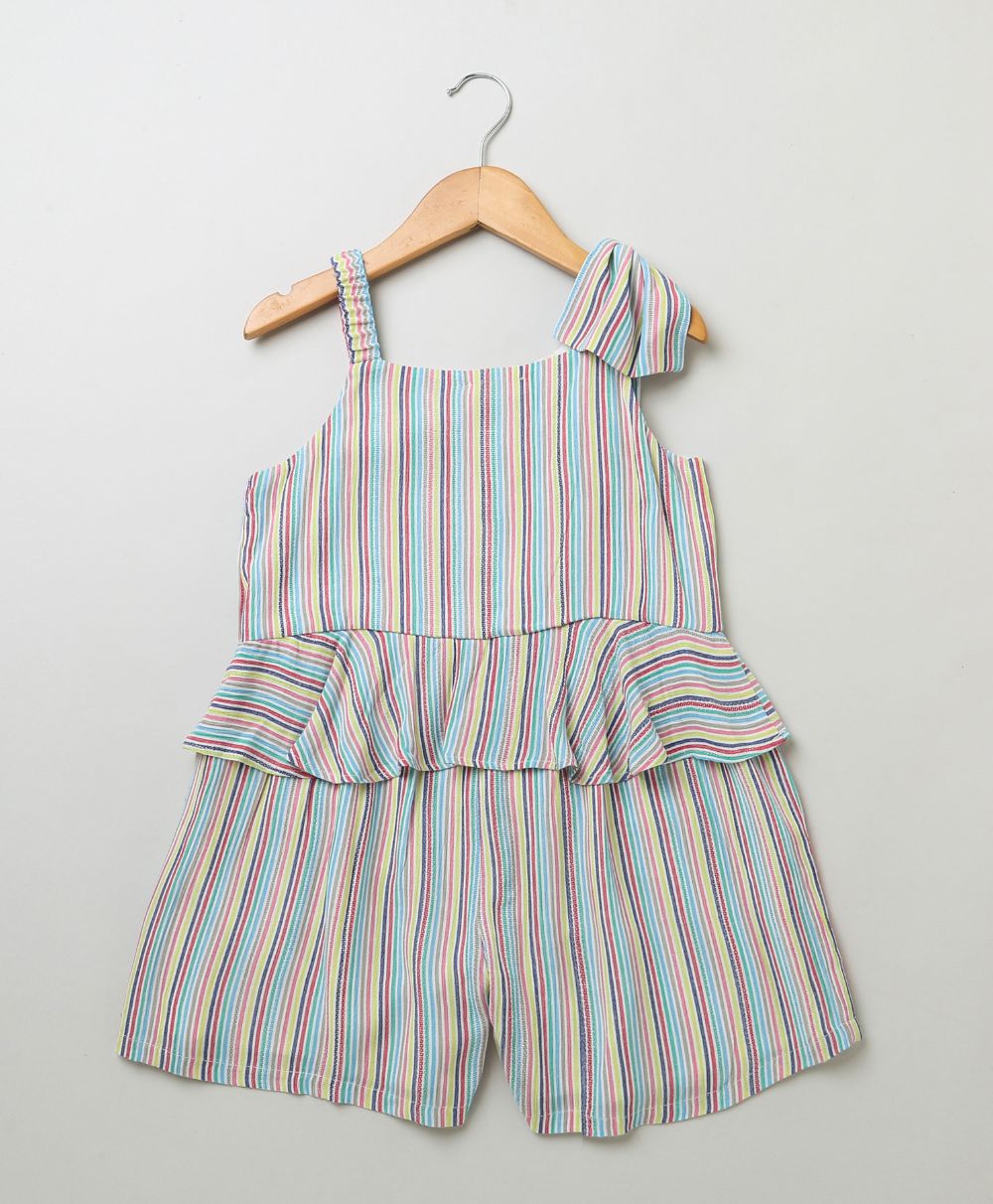 Cotton Striped Playsuit - Multicoloured
