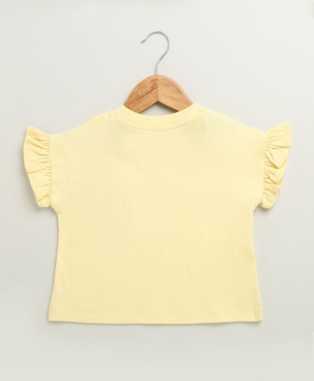 Honey Heart Ruffle Cotton T-shirt - Lemon Yellow