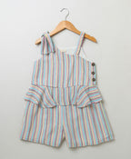 Cotton Striped Playsuit - Multicoloured
