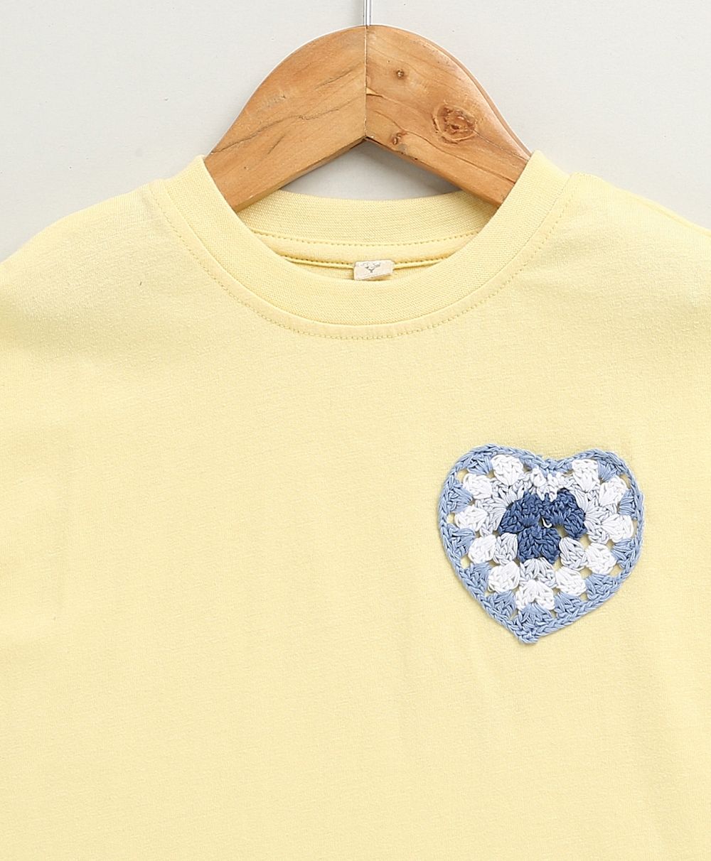 Honey Heart Ruffle Cotton T-shirt - Lemon Yellow
