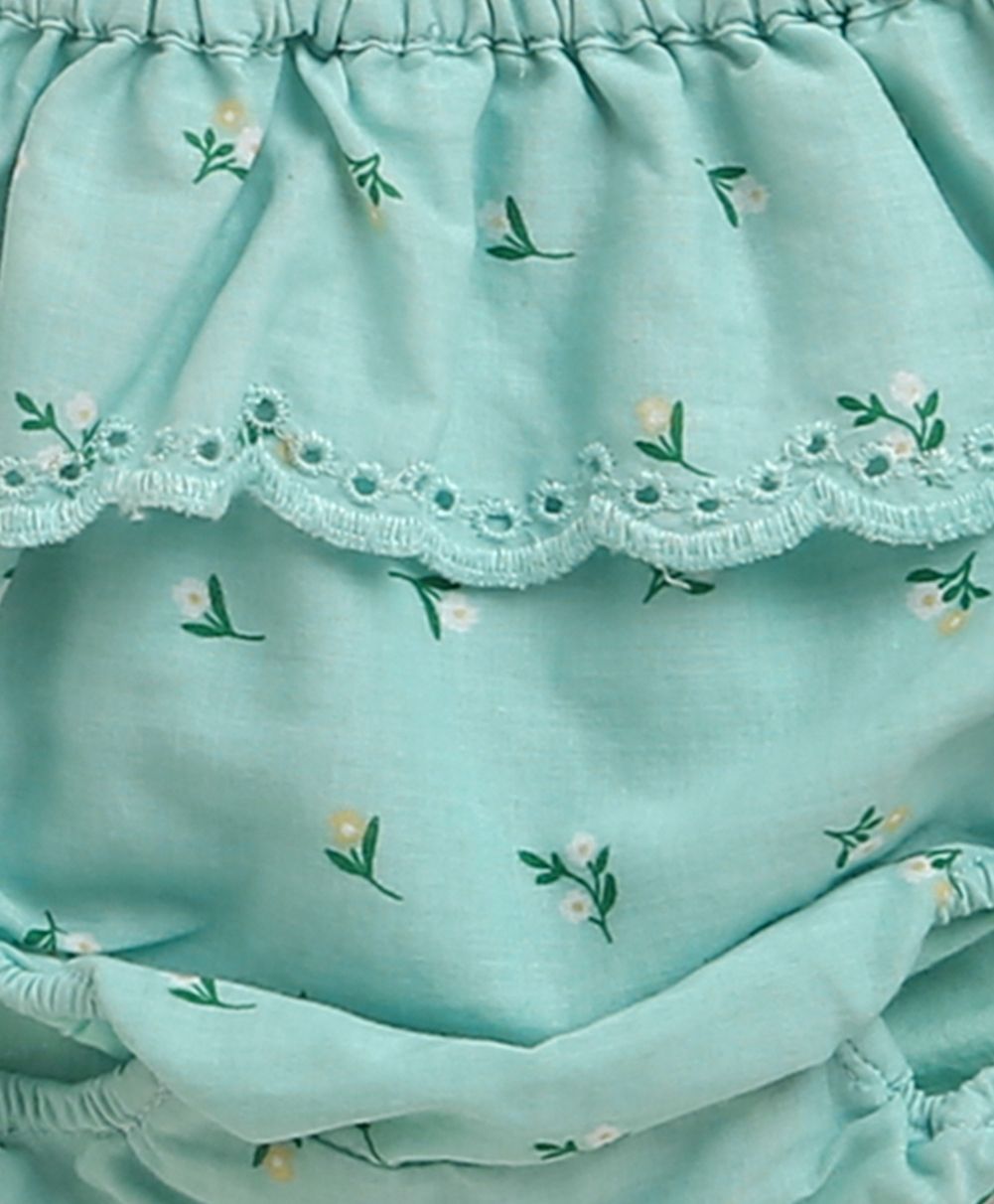 Floral Lace Mint Organic Cotton Top & Bloomer Set – Sea Green