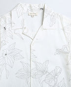 Mens Floral Printed Viscose Linen Blend Casual Shirt - White
