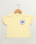 Honey Heart Ruffle Cotton T-shirt - Lemon Yellow