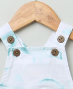 Unisex Sea Turtle and Alligator Print Cotton Poplin Playsuit - White