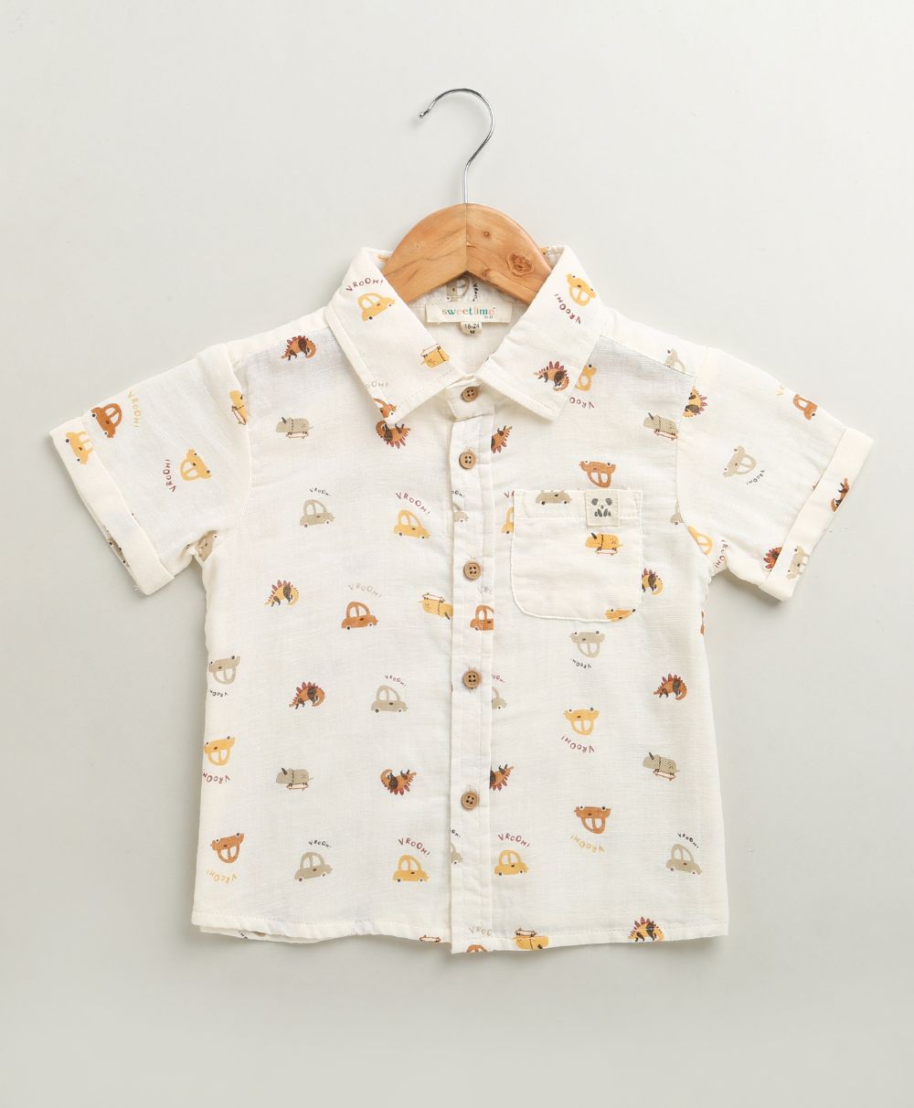 Zoom Safari Cotton Double Cloth Co-ord Set -  Off-White