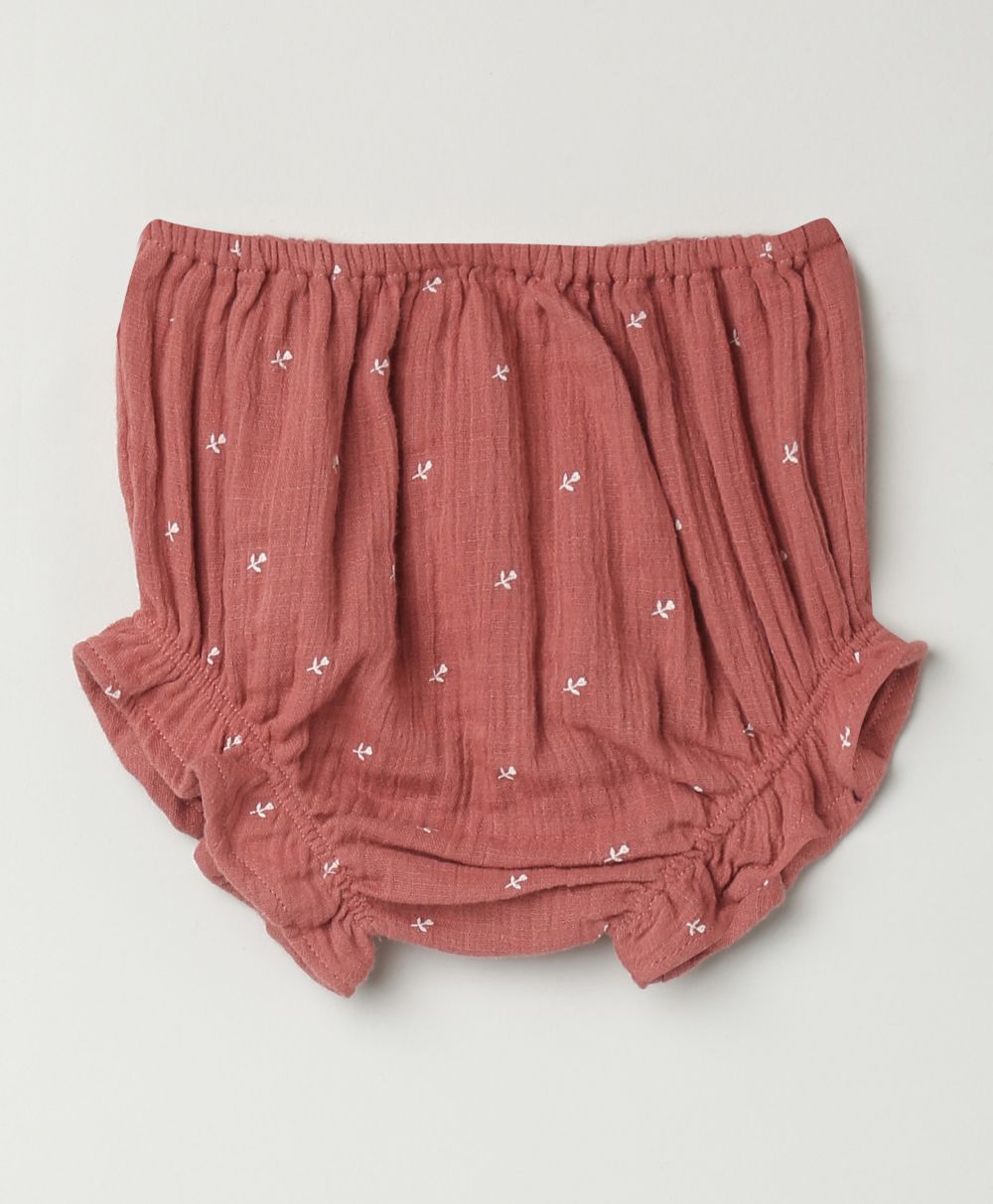 Peter Pan Collar Cotton Dress & Bloomer Co-ord Set - Brown