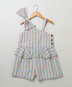 Cotton Striped Playsuit - Multicoloured
