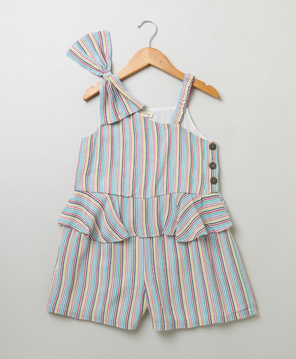 Cotton Striped Playsuit - Multicoloured
