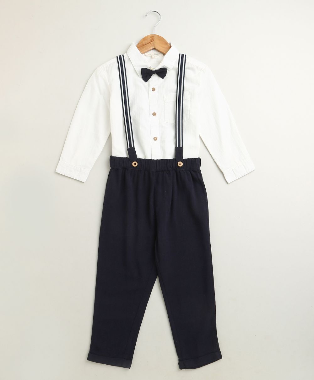 Baby Boys Little Gentleman Formal Co-ord Set - White & Dark Navy