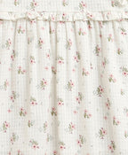 Sweetlme By AS Sweet Blossom Ruffle Organic Cotton Dress & Bloomer Set with Hairband - Off White