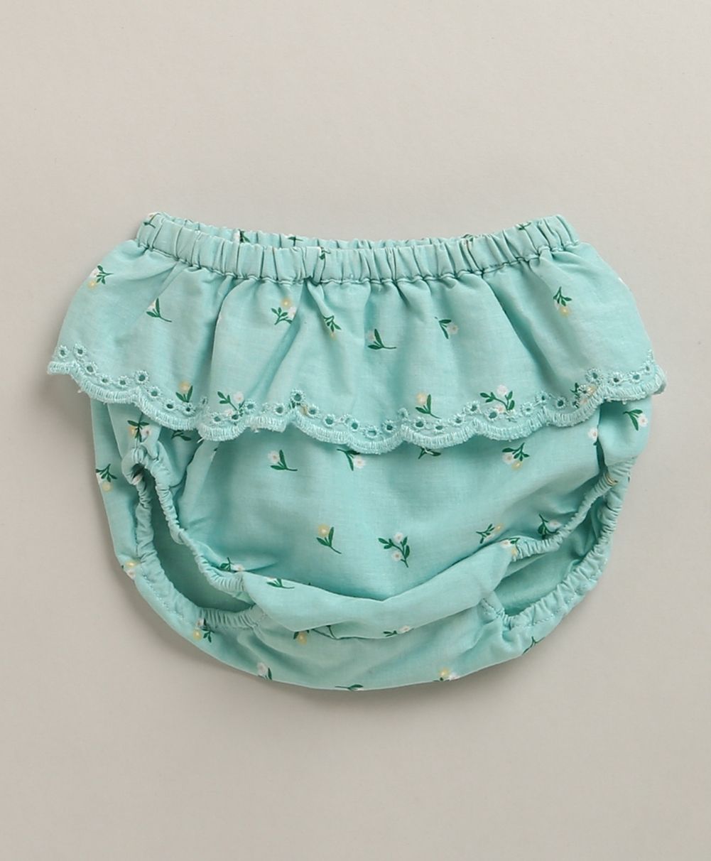 Floral Lace Mint Organic Cotton Top & Bloomer Set – Sea Green