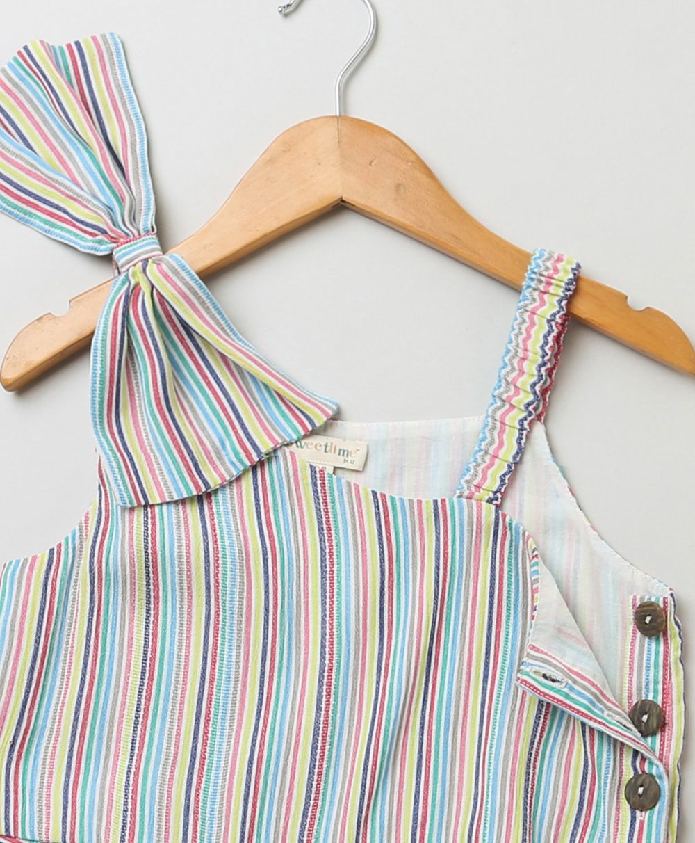 Cotton Striped Playsuit - Multicoloured