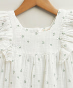 Minty Whisper Ruffle Organic Cotton Co-ord Set - White