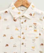 Zoom Safari Cotton Double Cloth Co-ord Set -  Off-White