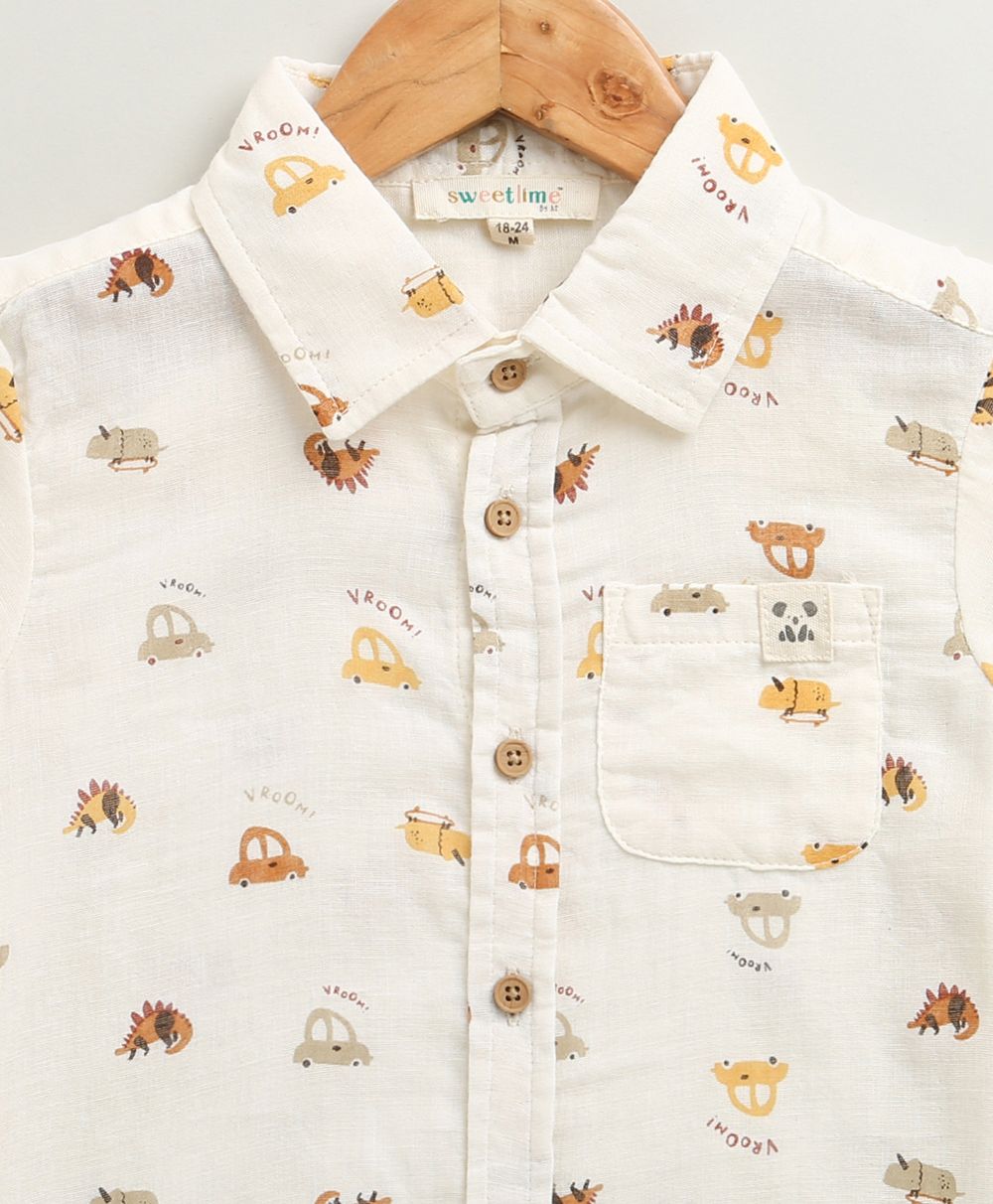 Zoom Safari Cotton Double Cloth Co-ord Set -  Off-White