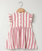 Pink Striped Organic Cotton Dobby Dress & Bloomer Co-ord Set - Off-White