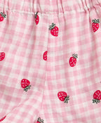 Organic Cotton Strawberry Bliss Baby Girl Top & Shorts Set - Pink