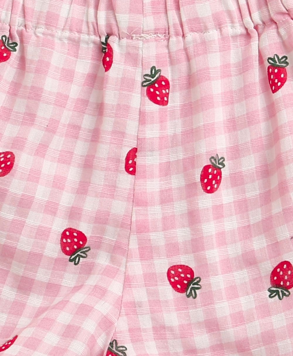 Organic Cotton Strawberry Bliss Baby Girl Top & Shorts Set - Pink