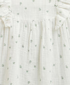 Minty Whisper Ruffle Organic Cotton Co-ord Set - White