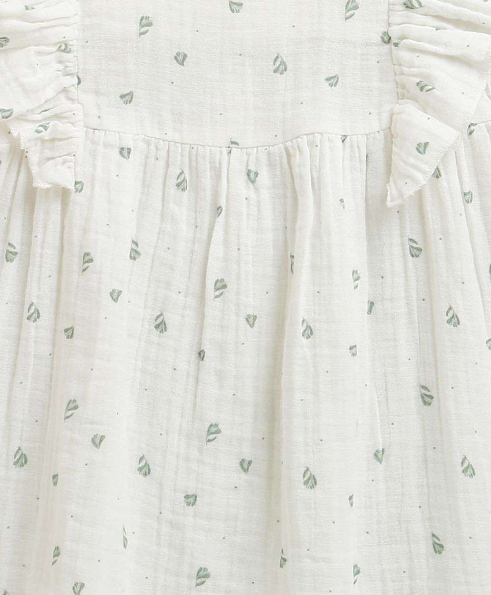 Minty Whisper Ruffle Organic Cotton Co-ord Set - White