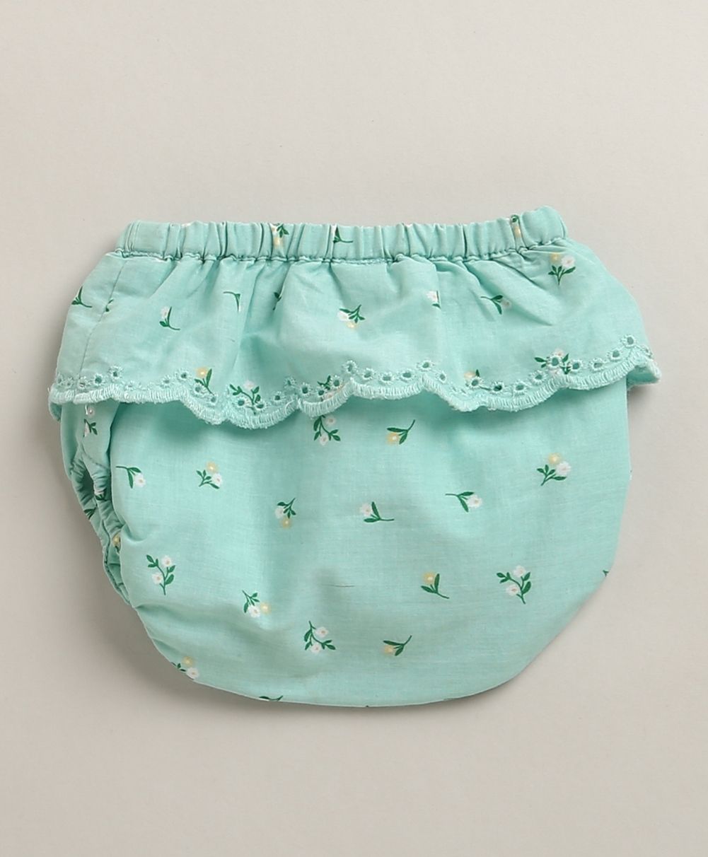 Floral Lace Mint Organic Cotton Top & Bloomer Set – Sea Green