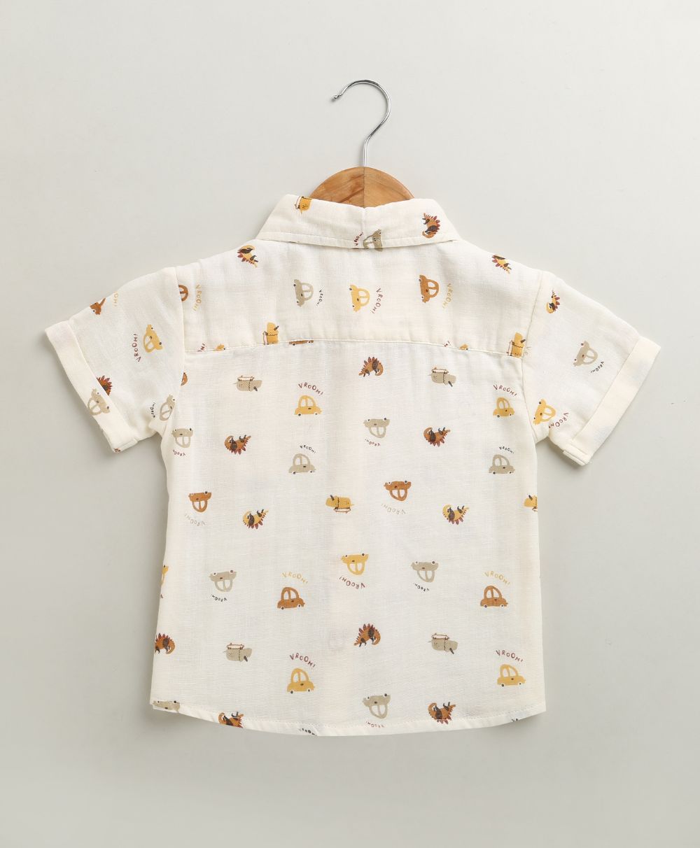Zoom Safari Cotton Double Cloth Co-ord Set -  Off-White