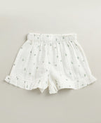 Minty Whisper Ruffle Organic Cotton Co-ord Set - White