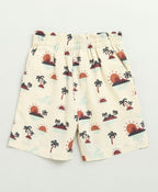 Sunset Print Cotton Linen Co-ord Set - Beige