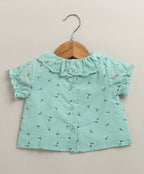 Floral Lace Mint Organic Cotton Top & Bloomer Set – Sea Green