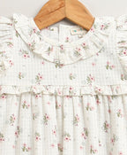 Sweetlme By AS Sweet Blossom Ruffle Organic Cotton Dress & Bloomer Set with Hairband - Off White