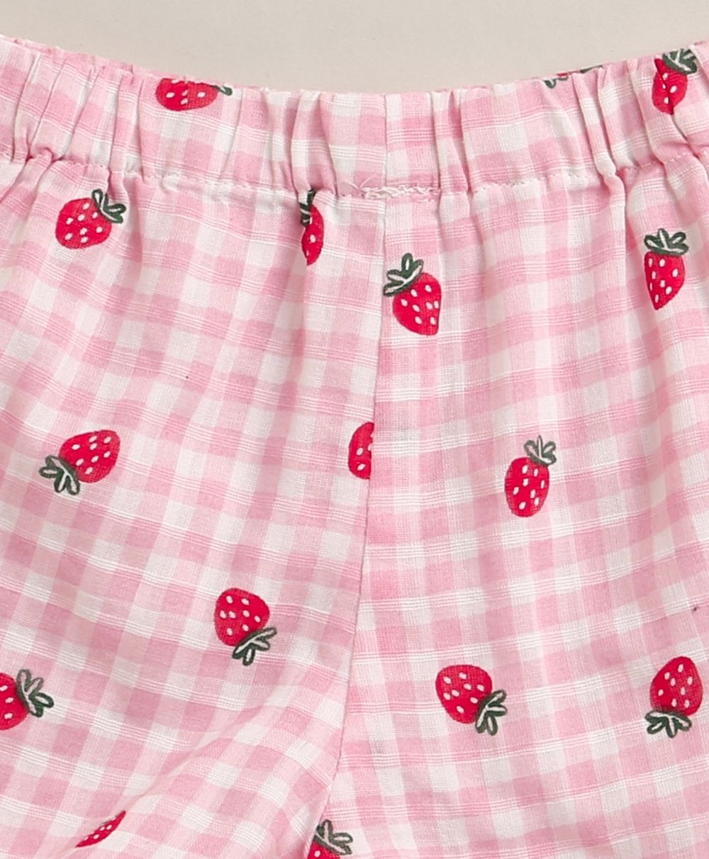 Organic Cotton Strawberry Bliss Baby Girl Top & Shorts Set - Pink
