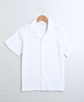 Mens Braided Twisted Line White Polyester Shirt - White