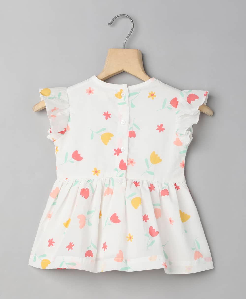 Floral Organic Cotton  Dress - White