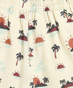 Sunset Print Cotton Linen Co-ord Set - Beige