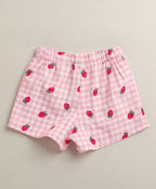 Organic Cotton Strawberry Bliss Baby Girl Top & Shorts Set - Pink