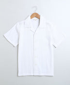 Braided Twisted Line Polyester Shirt - White