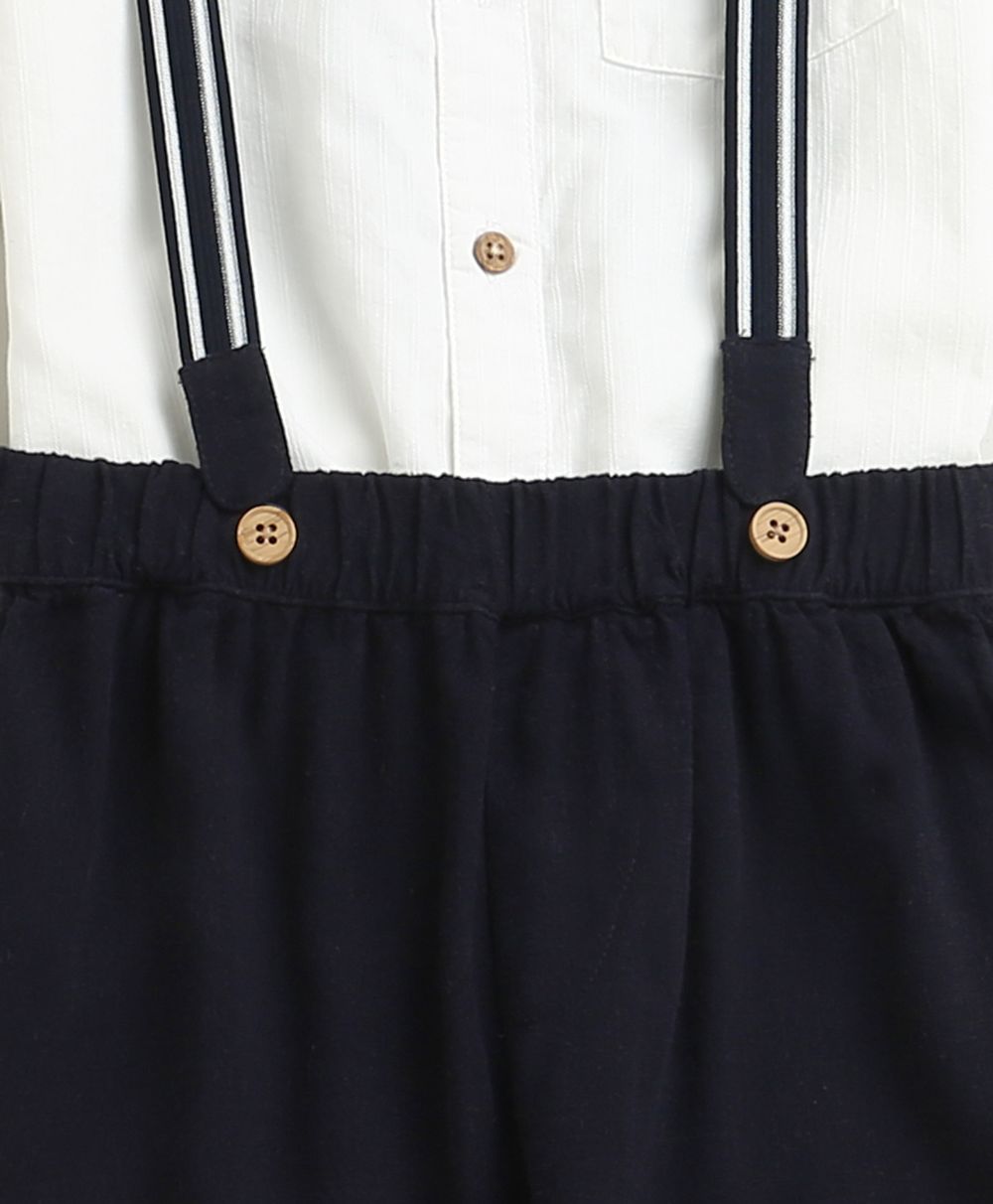 Baby Boys Little Gentleman Formal Co-ord Set - White & Dark Navy
