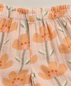 Peach Blossom Cotton Top & Shorts Co-ord Set - Peach & Orange