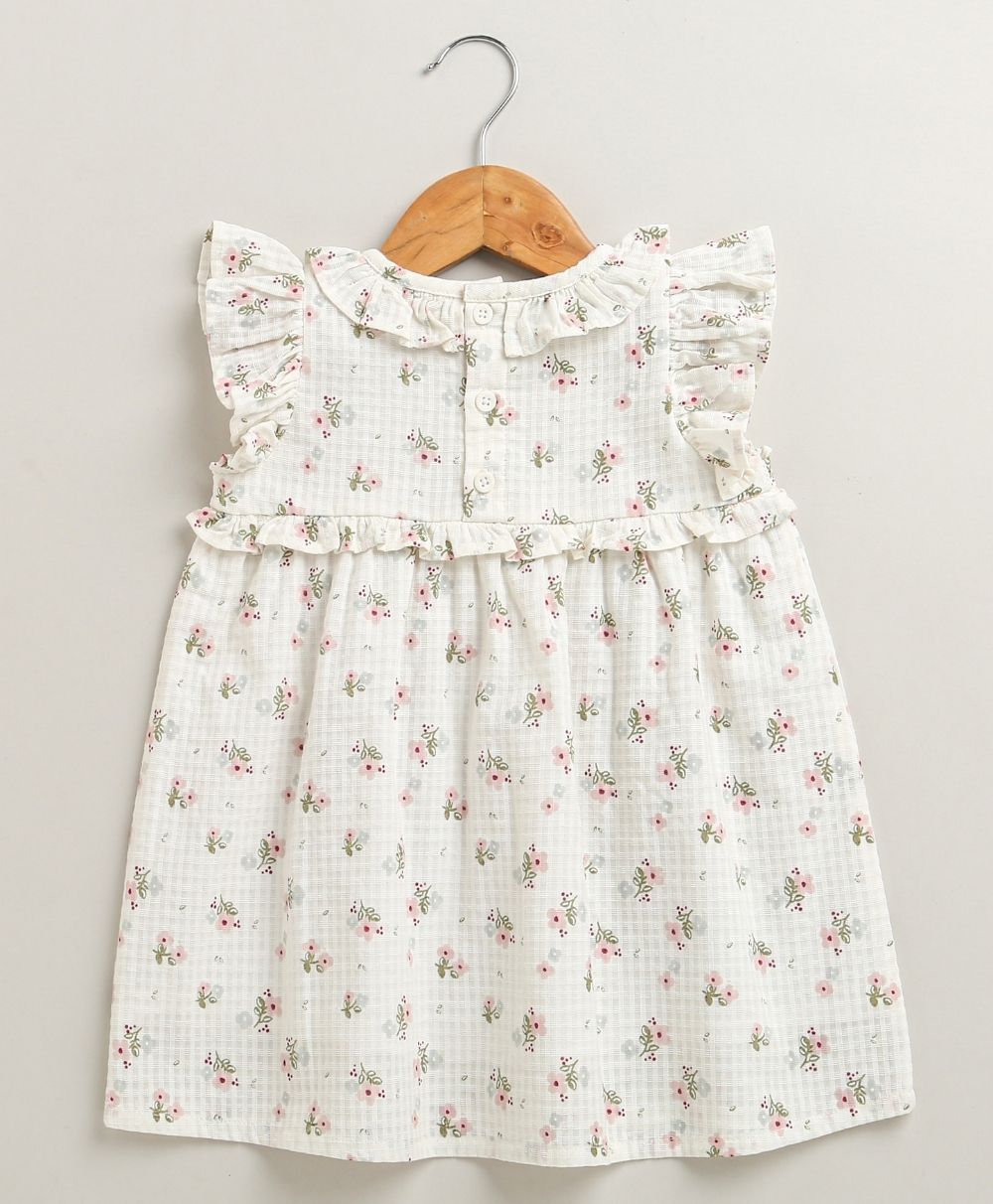 Sweetlme By AS Sweet Blossom Ruffle Organic Cotton Dress & Bloomer Set with Hairband - Off White