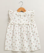 Sweetlme By AS Sweet Blossom Ruffle Organic Cotton Dress & Bloomer Set with Hairband - Off White