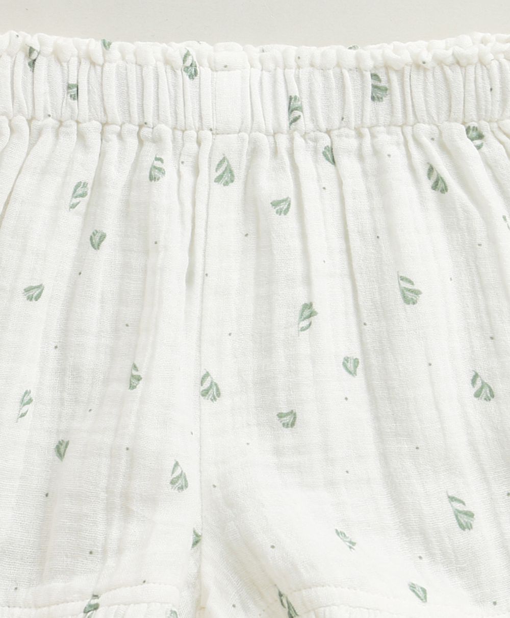 Minty Whisper Ruffle Organic Cotton Co-ord Set - White