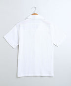 Braided Twisted Line Polyester Shirt - White