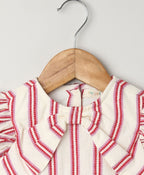 Pink Striped Organic Cotton Dobby Dress & Bloomer Co-ord Set - Off-White