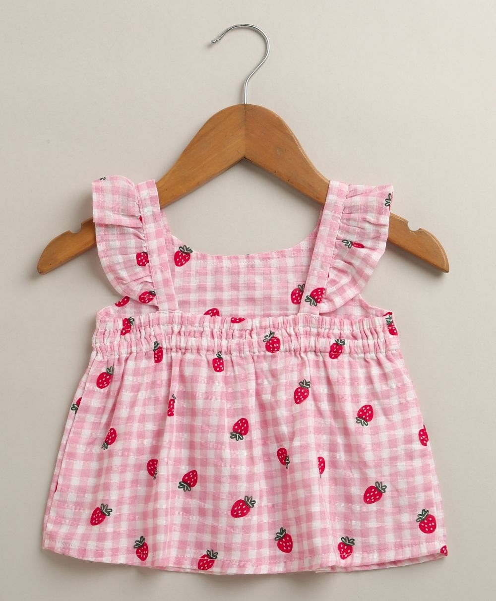 Organic Cotton Strawberry Bliss Baby Girl Top & Shorts Set - Pink