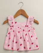 Organic Cotton Strawberry Bliss Baby Girl Top & Shorts Set - Pink